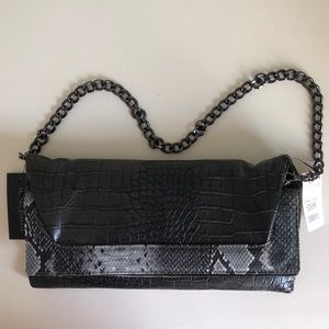 Brand-New Gray Python-Printed Mini Bag